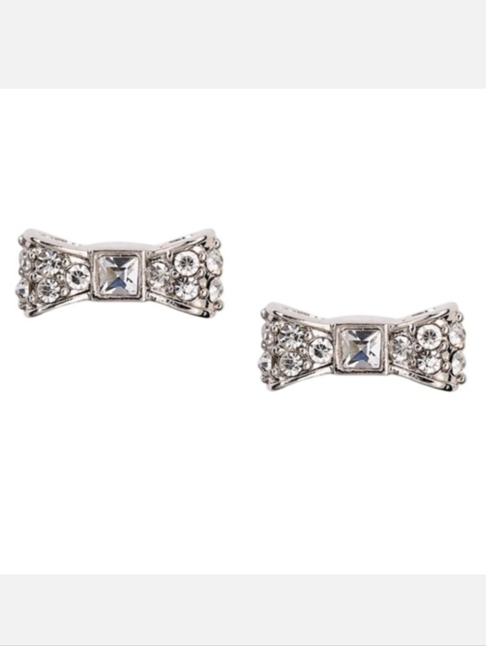 Kate Spade Silver Crystal Ready Set Bow Earrings
